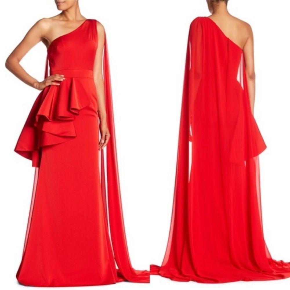 Issue New York One Shoulder Peplum Gown